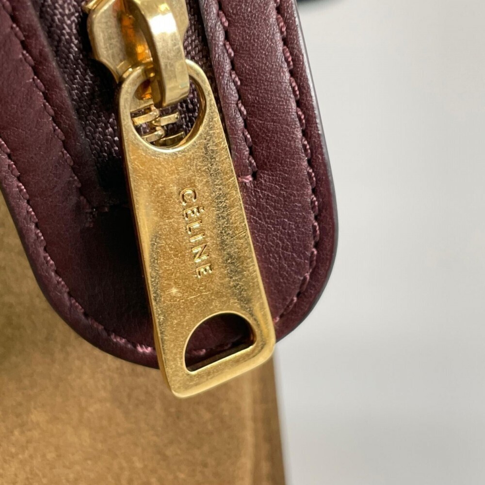 Celine handbag for women, CELINE F-SN-0152, leather, wine red, gold hardware. - Picture 13 of 16